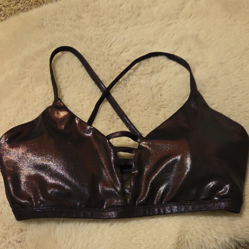 BuffBunny Metallic Black Sports Bra